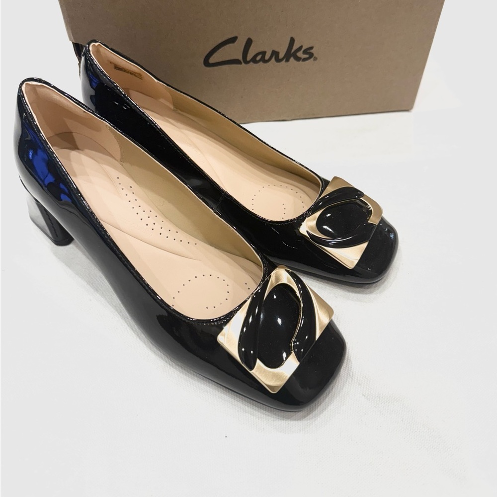CLARKS NYTA45 JAZZ WOMEN'S HEELS COLOR BLACK PATENT VERNI NOIR